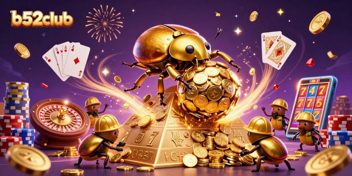 Experience the thrill of gaming at b52club with golden coins and vibrant casino elements.