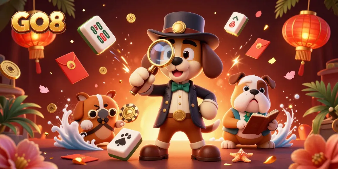GO8 players strategizing with a stylish detective in a thrilling casino adventure.