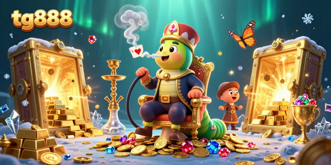 Experience the thrill of tg888 with a vibrant digital casino scene featuring characters and treasures.