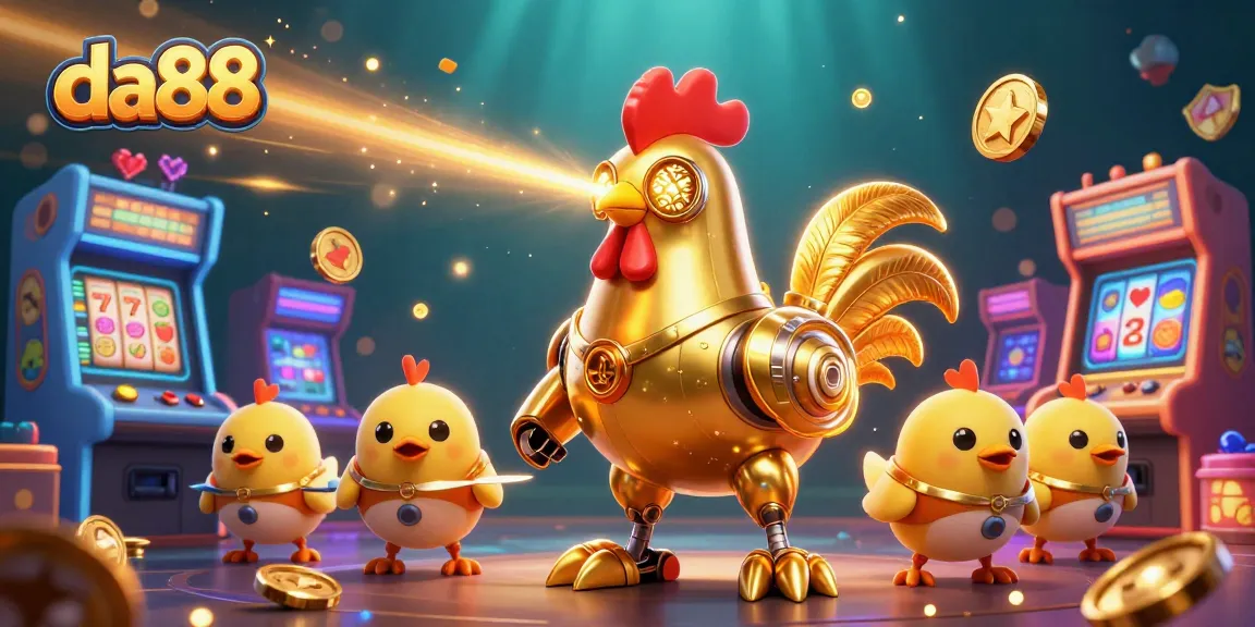 Experience thrilling casino action with da88's vibrant golden rooster robot and exciting game elements.