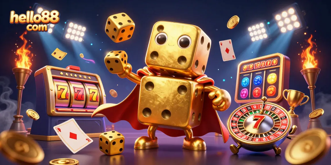 Exciting gaming moments at hello88 com with dynamic dice golem and casino action.