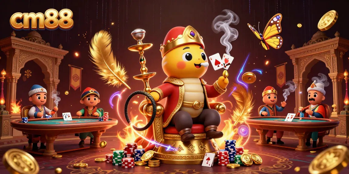 Experience thrilling poker action with cm88, featuring a sultan caterpillar and vibrant casino elements.